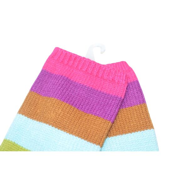 On 34th Women's Striped Ribbed Fingerless Gloves in Pink Multi - Picture 3 of 4